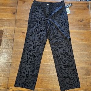 PECK & PECK NWT WOMEN'S BLACK & BLACK VELVET ANIMAL PRINT PANTS SIZE 6P